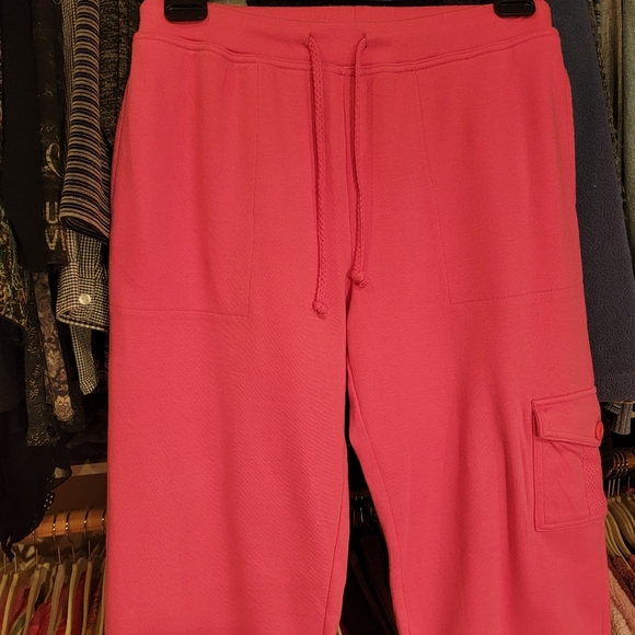 COLDWATER CREEK ♡ NEW Pink Thick Cotton Blend Pull String Side Pocket Capris S/M - Picture 6 of 11